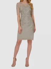 Papell Studio Women's Blue Beaded Illusion Sheath Dress Size 10