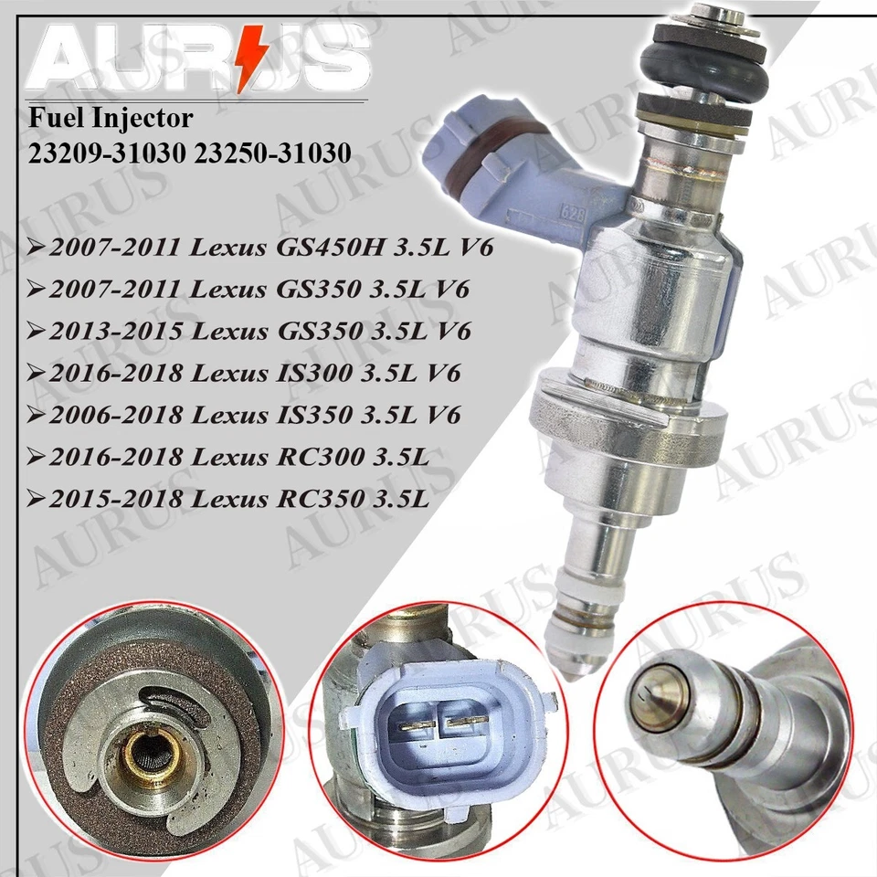 6 injetores de combustível novos OEM AURUS para 2006 07 08 09 2010 2011 2012 Lexus IS350 3.5L - Imagem 2 de 4
