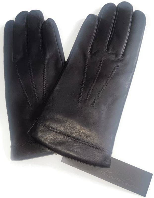 Men's Kenneth Cole New York Leather Gloves, Small, Black.