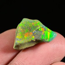 6.2Ct Black Ethiopian Opal Rough, Jewelry Grade Welo Opal Rough, Multi Fire Opal