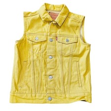 Levi Strauss Yellow Denim Trucker Jacket Youth Size M 10-12 Button Up Pockets