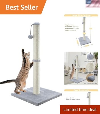 34'' Tall Cat Scratching Post with Natural Sisal for Large Cats - Modern Grey