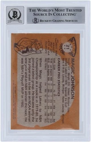 Magic Johnson Los Angeles Lakers Signed 1981-82 Topps #21 BAS Fanatics 10 Card - Image 2 of 2