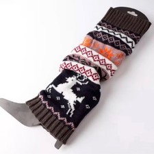 Women's Colorful Knit Leg Warmers with Geometric Patterns NEW