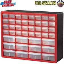 44-Drawer Plastic Parts Storage Hardware Organizer Stackable Wall Mountable New