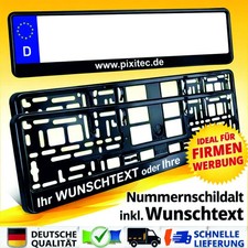 20 STÜCK KENNZEICHENHALTER (EU Norm) mit Wunschtext Beschriftung WEISS BEDRUCKT
