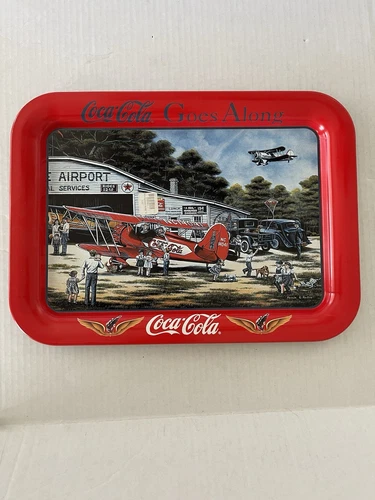 VTG 1998 Coca-Cola Goes Along Metal Tray. Signed by Pamela Renfroe. Nostalgia