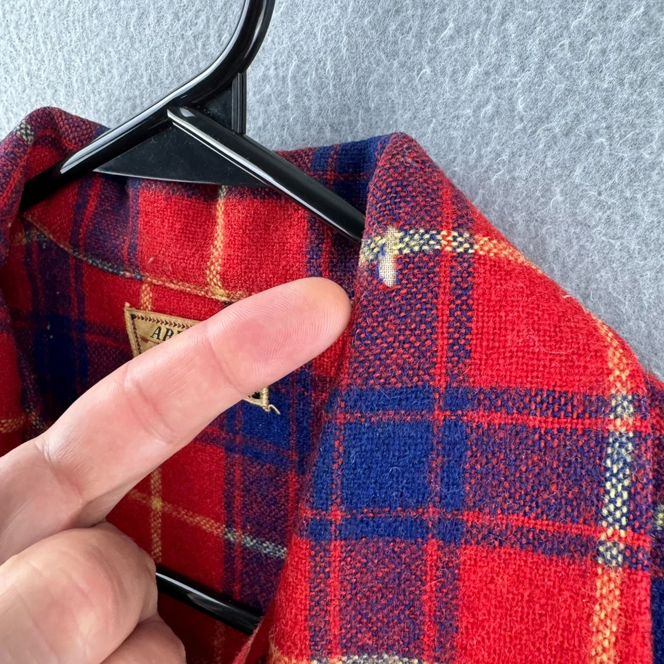 Vintage Arrow Shirt Mens Medium Loop Collar Camp Wool Flannel Sanforlan 50s 60s - Image 4 of 4