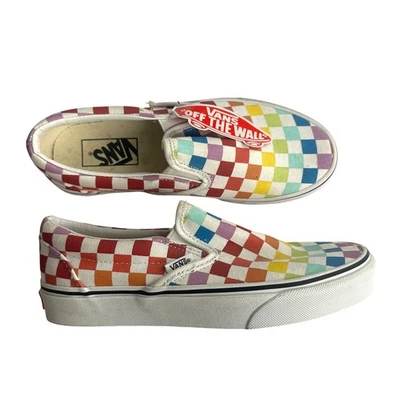 Vans Classic Slip-On Rainbow Checkerboard Kids Shoes Multi Color VN0A38F7VJM - Image 1 of 4