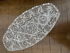 Vintage American Brilliant Cut Glass Fostoria ROSBY #1704 Celery Dish Sawtooth