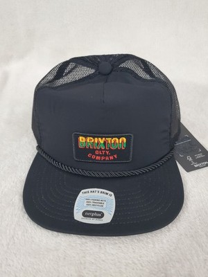 BRIXTON NEIGHBOR ROPE MESH TRUCKER SNAPBACK HAT CAP MENS BLACK NEW