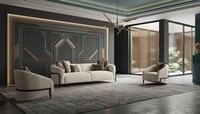 Elegantes Beiges Wohnzimmer-Set 3-Sitzer-Sofa Zwei Sessel DesignermöBel
