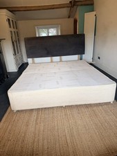 Silent Night Sprung Super King Bed Base with Grey Velour Headboard