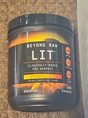 Beyond Raw LIT Pre-Workout -30 Servings - Orange Mango Flavor 