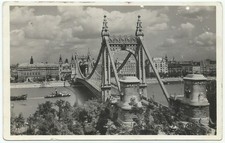 Budapest Hungary, Antique Postcard, Elizabeth Bridge, Hungarian Print, 1920s