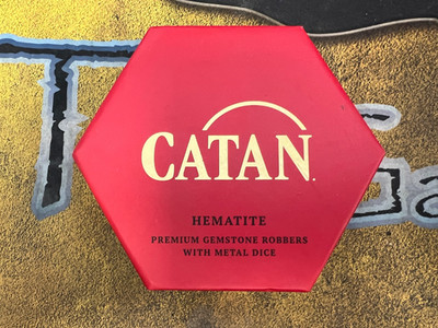 FanRoll Metallic Dice Games Catan Hematite Premium Gemstone Robber w/ Dice 11101