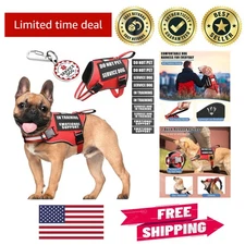 Comfortable Small Dog Vest Harness with Reflective Design & 10 ID Patches - Red