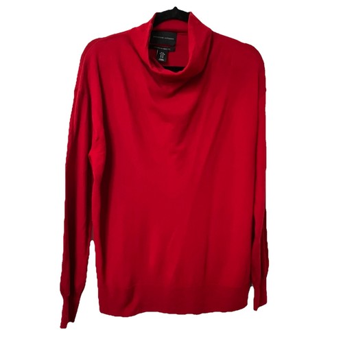 Adrienne Vittadini Sweaters Womens XL 100% Extra Fine Merino Wool Red Turtleneck