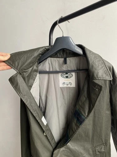 Camplin Yarmony Waxed Peacoat Mens EU 54/XL Olive Green Cotton Blend Padded Coat image 7