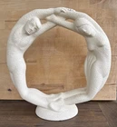 HAEGER TEXTURED CERAMIC “CIRCLE OF LOVE ETERNITY” SCULPTURE LOVELY 15 X 14