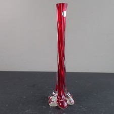 Vintage Red Murano Glass Vase - 29cm Bud Vase
