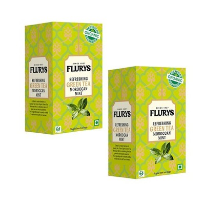 Flurys Refreshing Green Tea Moroccan Mint 25 Tea bag pack of 2