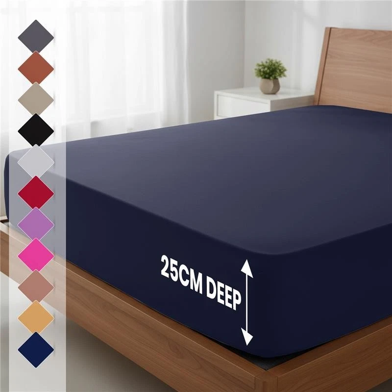 INSPIREHOMEWARE Single Double King Bed Fitted Sheets Extra Deep Strong Elastic Grip Fitted Cover