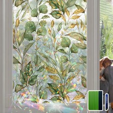 Rainbow Window Film with Tools, 3D Stained Glass Window Film for Front Door