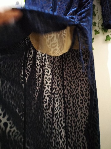 Plt blue velvet longsleeve ruched side dipped hem midi maxi dress size UK 16 - Picture 8 of 17