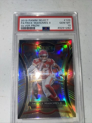 Patrick Mahomes 2019 Panini Select Silver Prizm Football Card #129 PSA 10