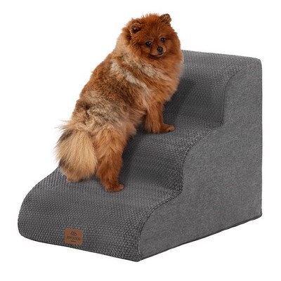 Joydeco Dog Stairs for Bed 17.1'' H, 3-Step Pet Steps for Small Dogs and Cats, Do