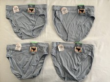 NEW Bali Breathe Lace High-Cut Underwear Silver Satin Womens Size XLarge 4 Pair
