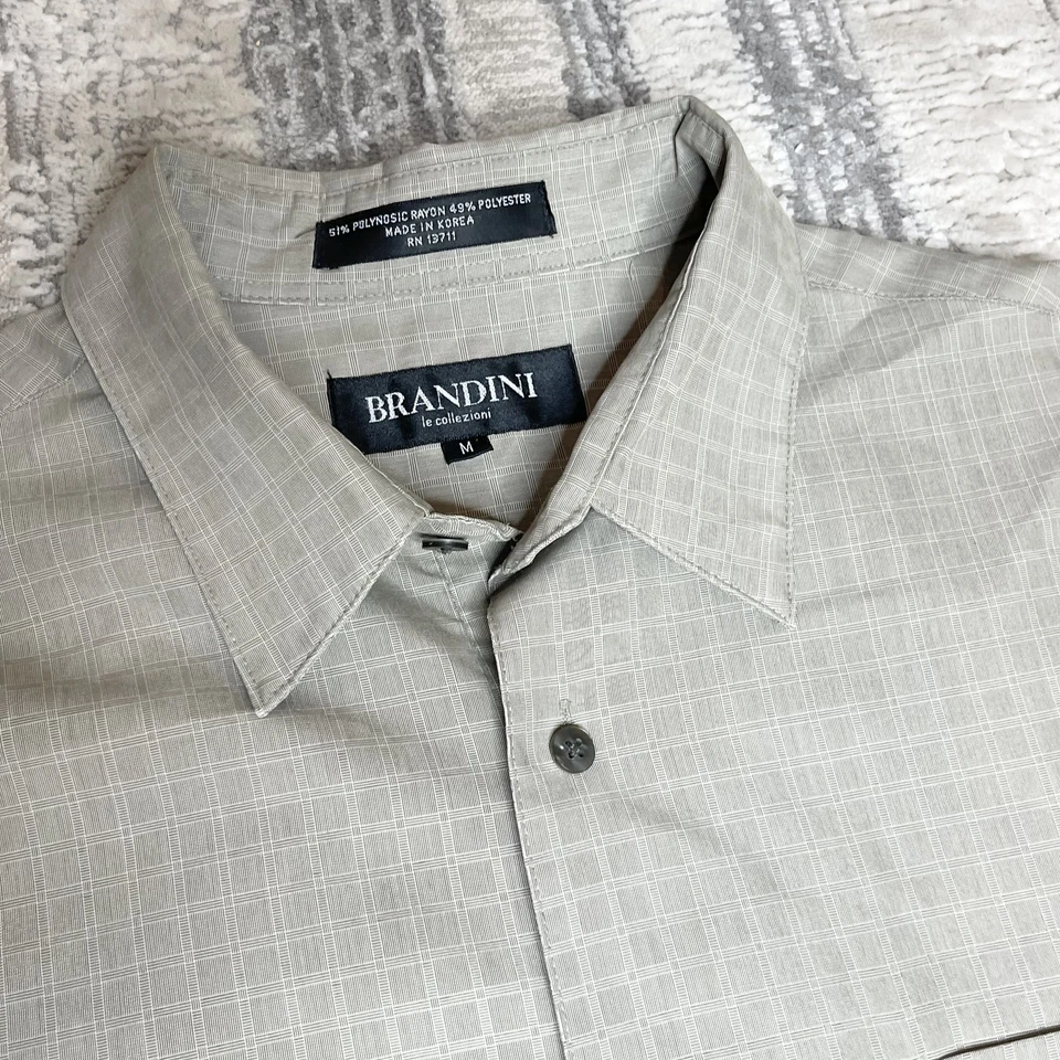 Рубашка мужская Brandini средний размер с длинным рукавом платье на пуговицах клетчатый узор классическая - Изображение 3 из 4