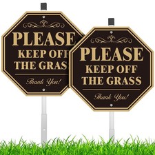 2 Pack Keep Off Grass Sign for Yard, Do Not Walk On Grass, 10''X10'' Sturdy R...