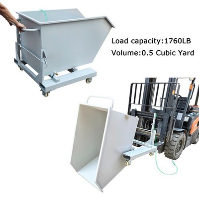 PreAsion  Self-Dumping Hopper 1760lbs Load Forklift Dump Bin Cart 0.5 Cubic Yard