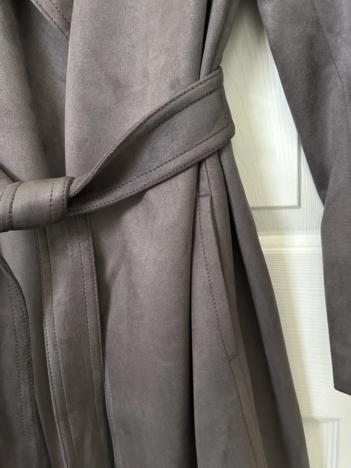 Ann Taylor Petite Faux Suede Trench Coat In Alley Grey SP - Image 3 of 4