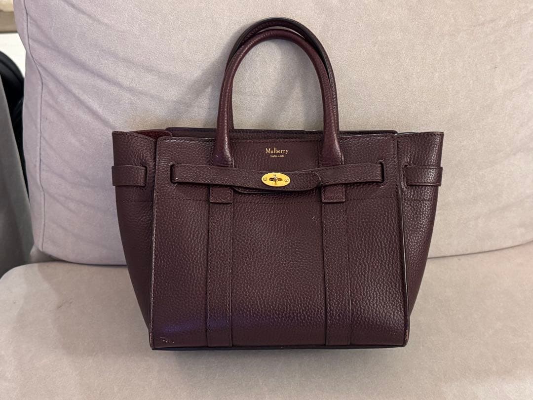 Mulberry Mini Zipped Bayswater Leather 2Way Shoulder Bag Bordeaux
