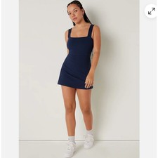 Pink by Victoria  s Secret blue ribbed square neck athletic mini dress small