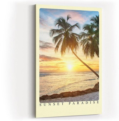 Sinus Art Paul Sinus Kunstdruck Sunset Paradise   Palmen bei Sonnenuntergang