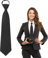 Ties for Women, School Ties for Girls, Adjustable Black/Red Pre-Tied Zipper Tie