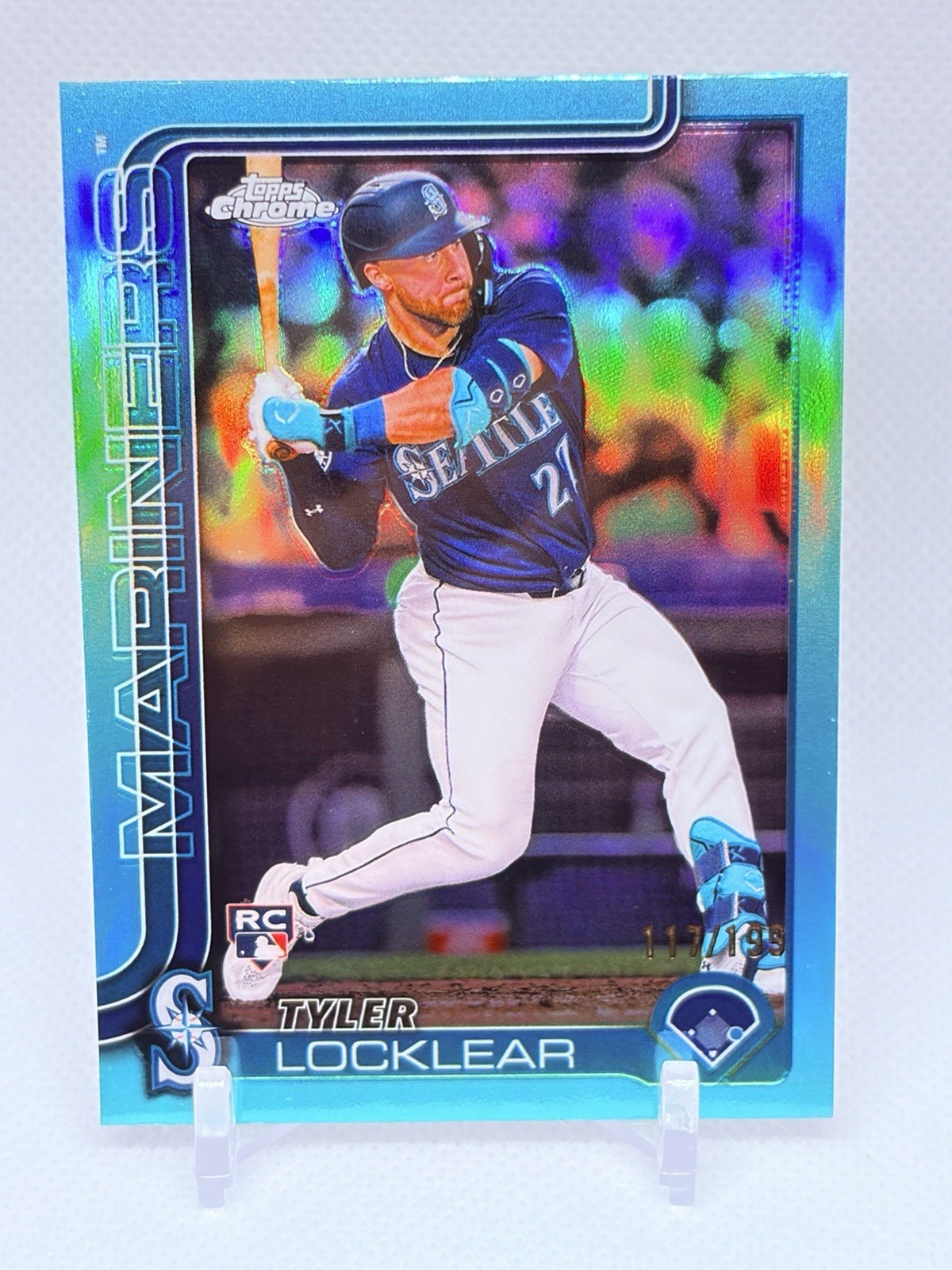 2025 Topps Chrome - Tyler Locklear #41 Aqua Refractor /199 (RC) Rookie Mariners
