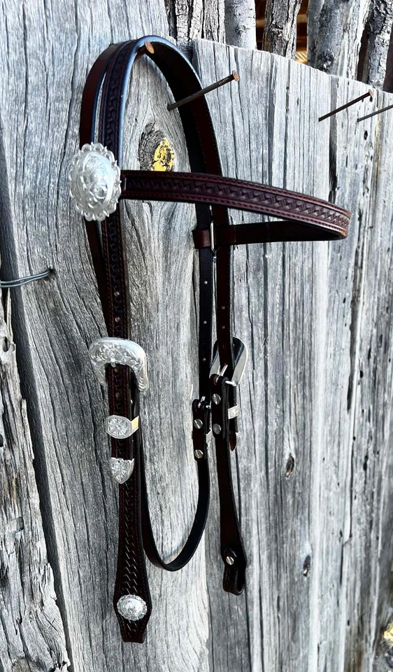 Beautiful SILVER BROW BAND HEADSTALL By Hansen Of CA - Image 2 of 4
