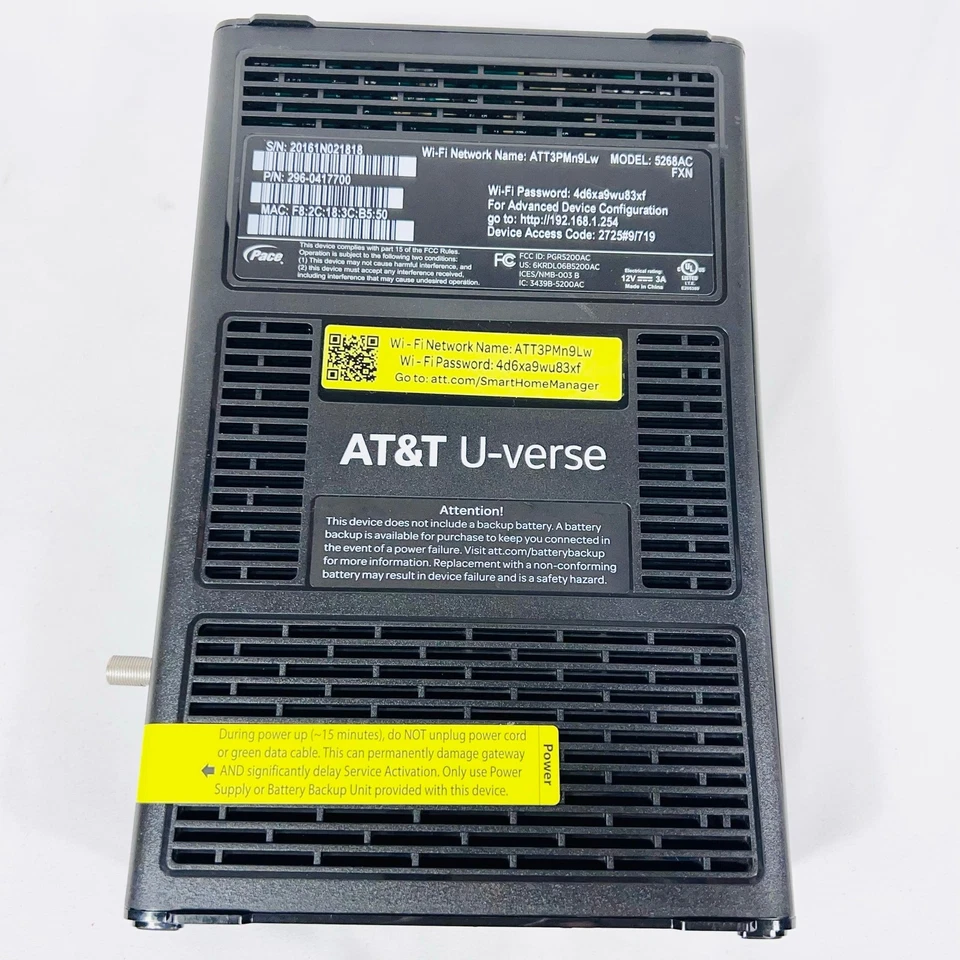 AT&T U-Verse Pace 5268AC FXN Gateway Internet Wireless Modem Router Power Cord - Image 4 of 4