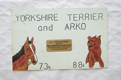1985 QSL Karte Yorkshire Terrier & Arko, Sea Dragons DX OSL Club