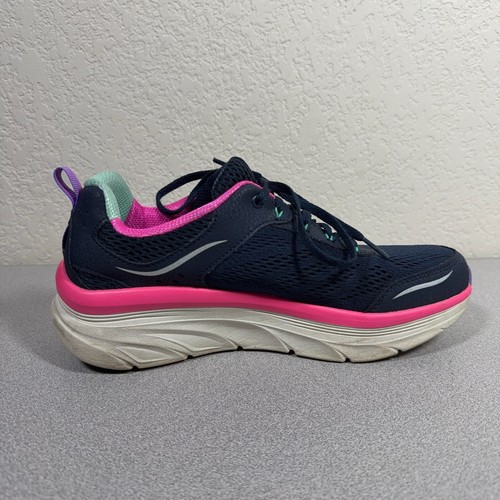 SKECHERS D'LUX WALKER Infinite Motion Mesh Shoes Navy Blue Pink Women's Size 9 - Picture 4 of 11