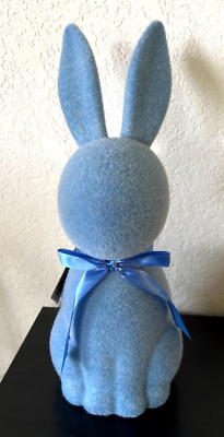 WAY TO CELEBRATE Easter Flocked BUNNY Rabbit 16'' Blue Figure Decor NEW+TAG