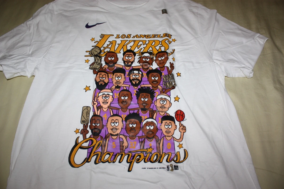 Men's Los Angeles Lakers Nike White 2020 NBA Finals Champions Celebration  Roster T-Shirt