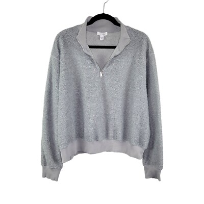 Zip Pullover Topshop Pullover Topshop Women's Gray Nubby Boucle