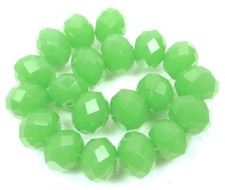 12x9mm Opaque Harlequin Green Glass Faceted Rondelle Beads 20 