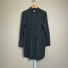 Women's Lou & Grey Charcoal Gray Flannel Drawstring Waist Shirtdress, SMALL